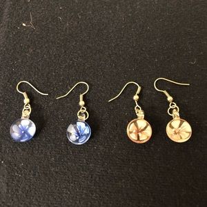 2 pairs Glass Flower Earrings